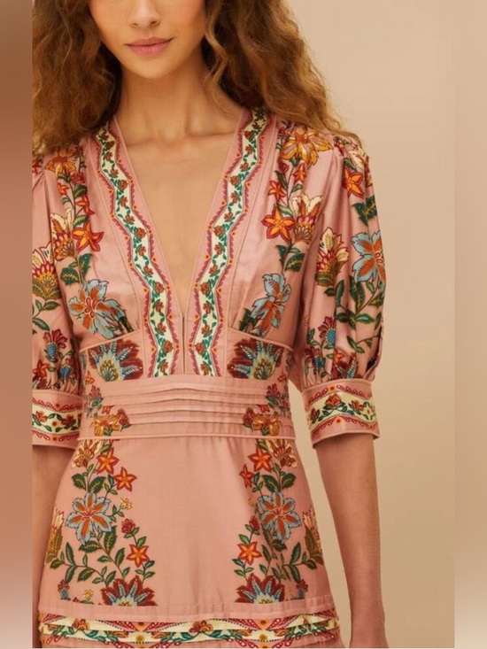 FARM Rio Dresses & Skirts - FARM Rio Pink Embroidered Floral Maxi Dress